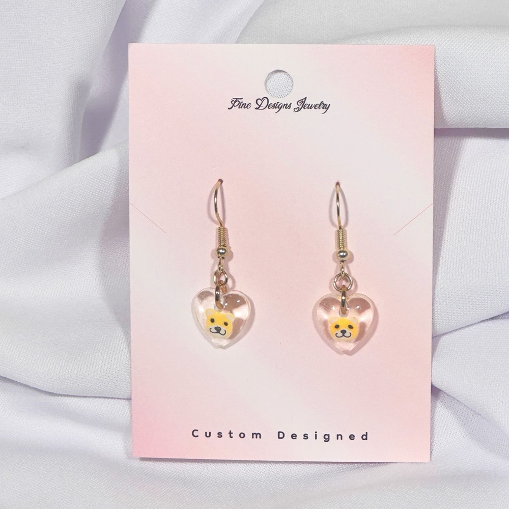 🧸18K Gold Teddy Bear Heart Earrings🧸